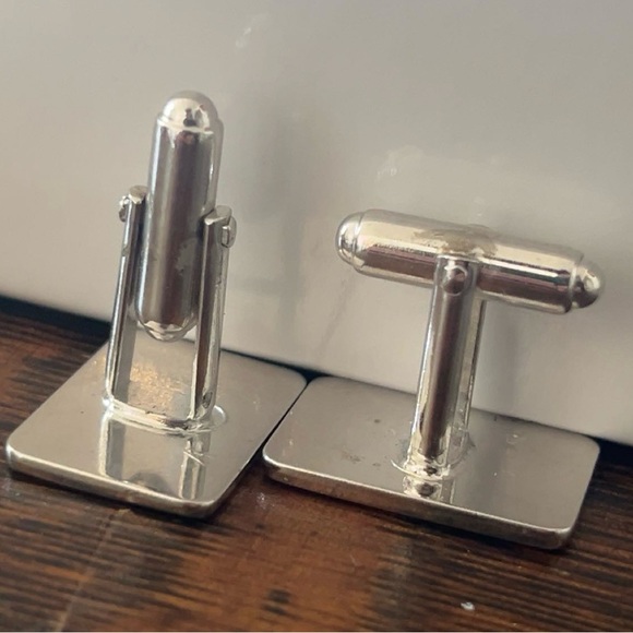 Silver plated Rectangular Cufflinks - Picture 3 of 3